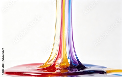 Obraz na płótnie Abstract Colorful Liquid Strands, Viscous Syrup Thin Glossy Threads