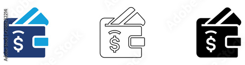 Foto Multicolor Digital Wallet Icon Set with Filled and Outline Styles for Online Pay