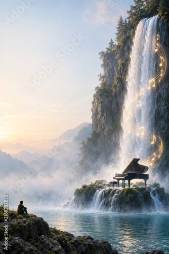A vertical waterfall concert