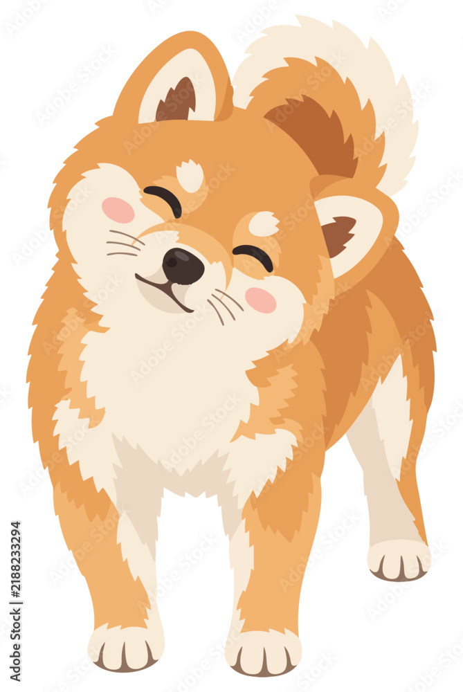 Fototapeta premium Cute Shiba Inu Flat Vector Illustration