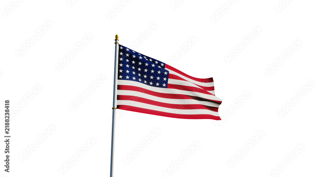 Obraz premium Waving American Flag Isolated on Transparent Background PNG