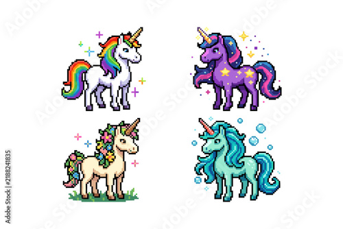 Fototapeta Pixel Art Unicorn Collection