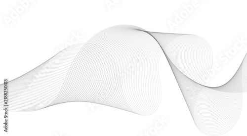 Abstract gray smooth wave on a white background. Dynamic sound wave. Design element. Vector illustration