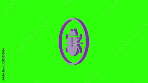 3D Bug Cyber Security Software Virus Icon Green Screen Loop