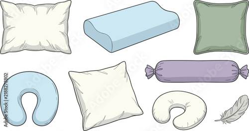 Foto Bedding pillows set featuring orthopedic memory foam neck travel bolster cushion