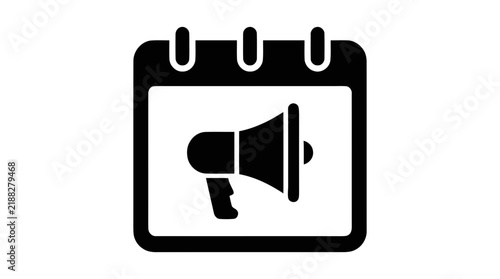 Vector illustration of calendar with megaphone icon on a transparent background