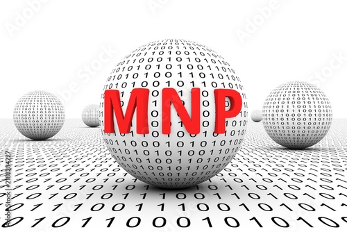 MNP conceptual sphere binary code 3d illustration