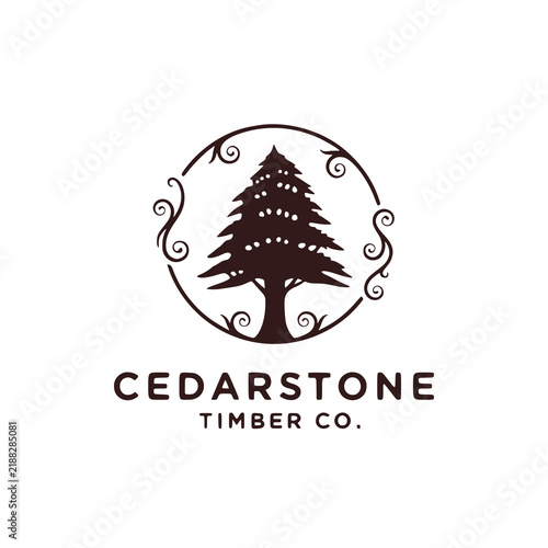 Minimalist Cedar Tree Logo Design for Timber and Construction Company
