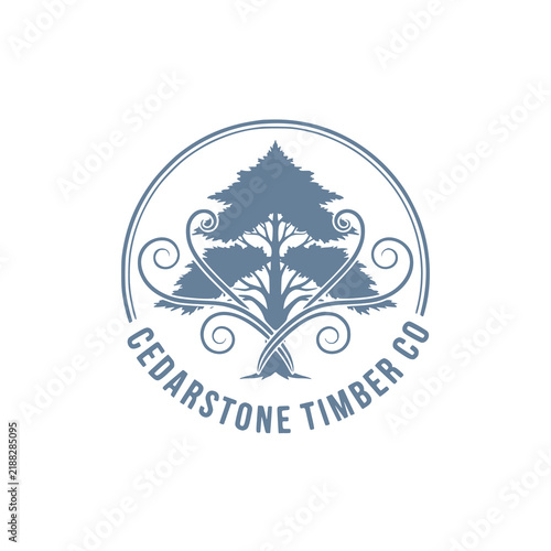 Minimalist Circular Cedar Tree Logo Design for Timber Company Branding