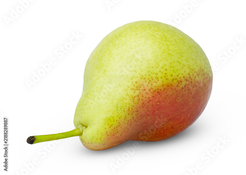 Obraz na plátně Red green or yellow red single whole pear isolated on white background