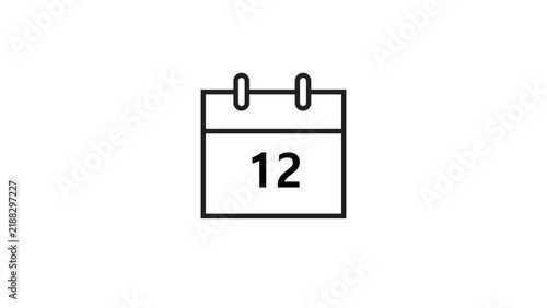 Принти на полотні Calendar icon showing number twelve on white background represents date scheduli