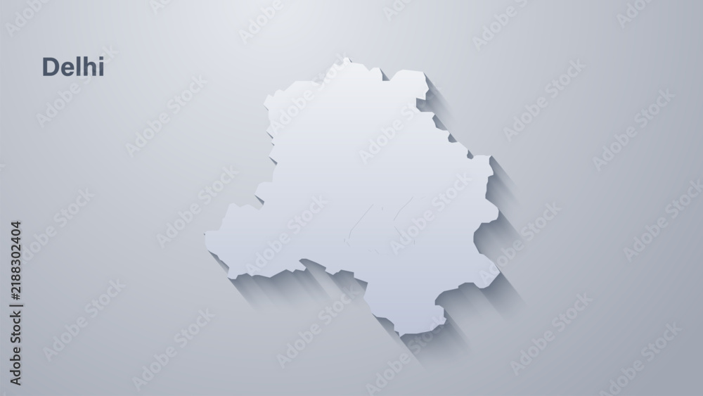 Obraz premium Delhi India National Capital Territory Map Silhouette Geographic Design