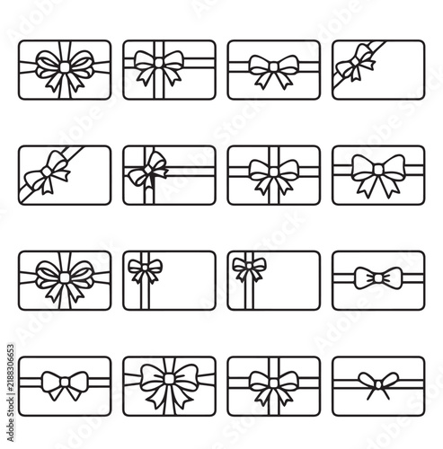 Gift card icons with bows presented in a clean grid layout for celebratory promotions