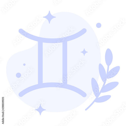 Gemini Zodiac Sign Symbol Vector Illustration in Soft Pastel Blue Style