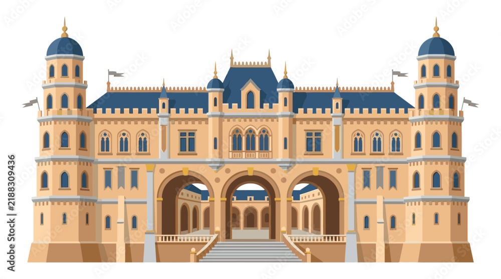 Fototapeta premium Grand European Palace Facade with Towers