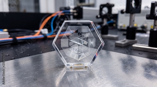 Precision Optical Laser Experiment Passing Through Acrylic Hexagon Prism