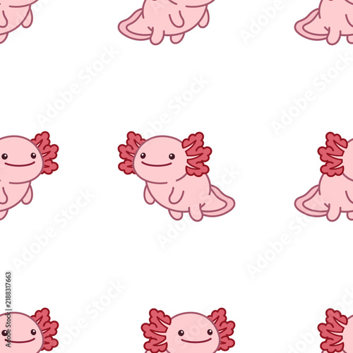 Seamless Pattern Design Featuring a Cute Animal Axolotl Icon Graphic Style