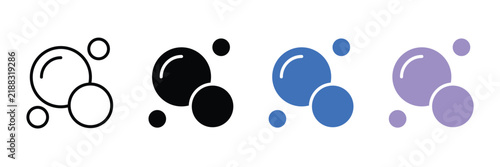Bild auf Leinwand Set of bubble icons in different styles, including outline, solid black, blue, a