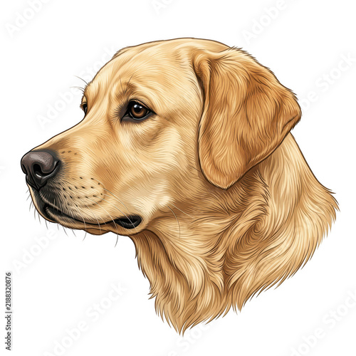 Portrait of a golden retriever dog isolated on transparent background