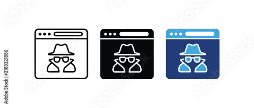 Foto Incognito browser spy hacker private security website anonymous web icon set