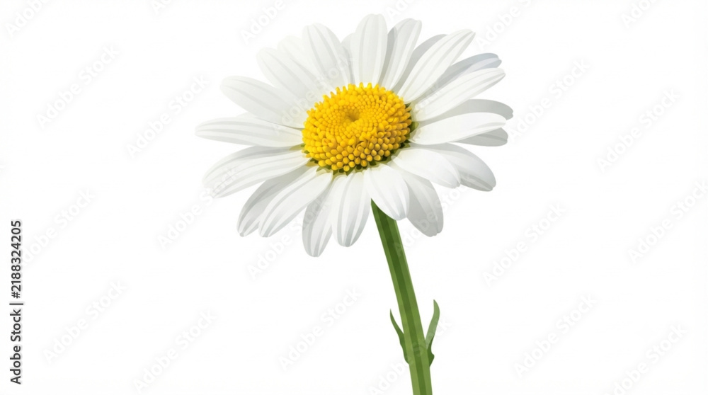 Fototapeta premium Single Realistic Daisy Flower On Isolated White Background
