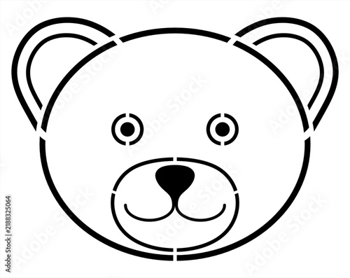 Black and white bear stencil portrait