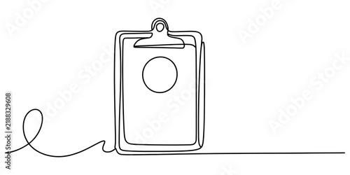 Clipboard with paper page vector illustration using minimalist line style for office task tracking.