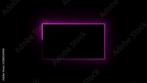 Bright neon pink rectangular frame glowing on a dark background