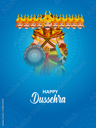 Happy Dussehra Festival Poster with Lord Rama and Traditional Indian Celebration Design