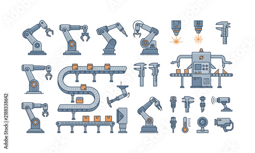 Industrial robotic arm automation illustration