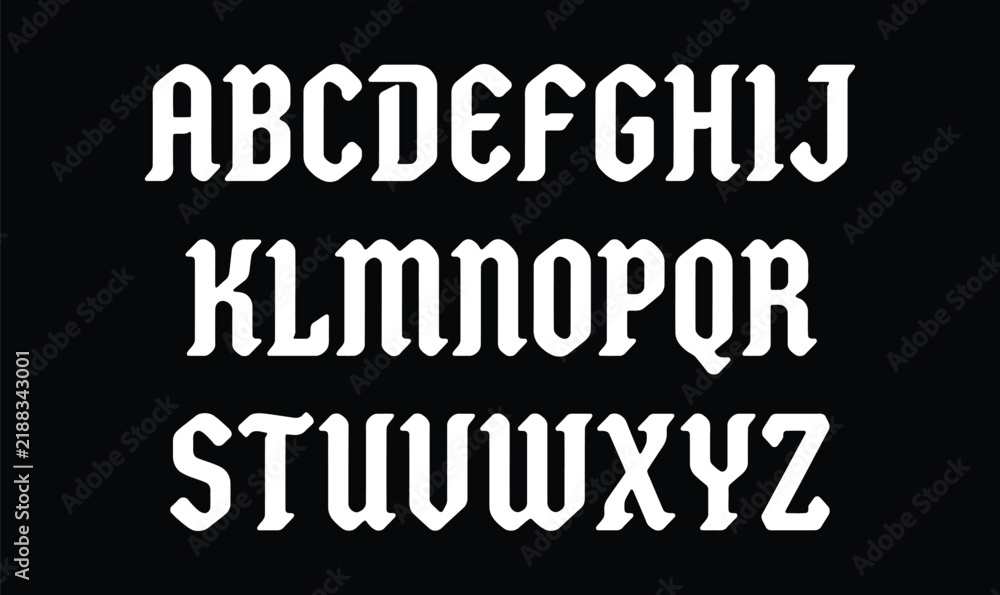 Obraz premium Gothic Blackletter Font Vector Alphabet Set for Vintage Badge and Tattoo Logo Design