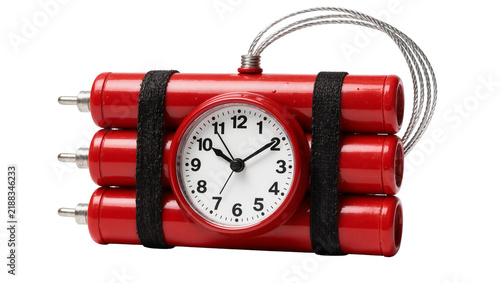Naklejka Red dynamite sticks with clock timer, isolated on transparent background