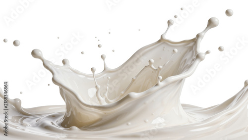 Dynamic white milk splash crown shape, isolated on transparent background