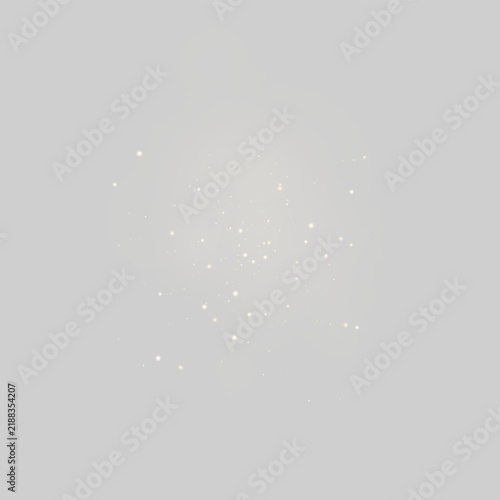 Soft cluster of small golden light particles glowing gently on a black background on transparent background