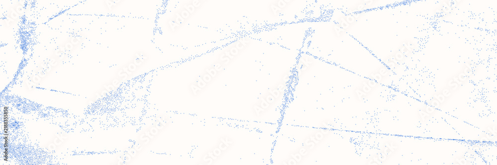 Obraz premium Blue cyanotype frosty ice background. Stipple dot winter overlay texture. Delicate indigo blue nature banner for template and graphic design project