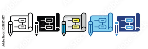Planning  Icon Set Multiple Style Collection