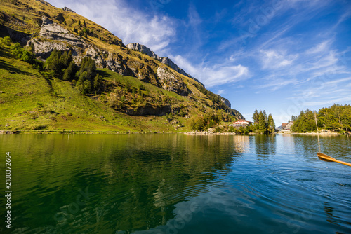 Seealpsee lake in Alpstein Switzerland