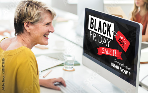 Fotografie Black Friday Discount Half Price Promotion Concept