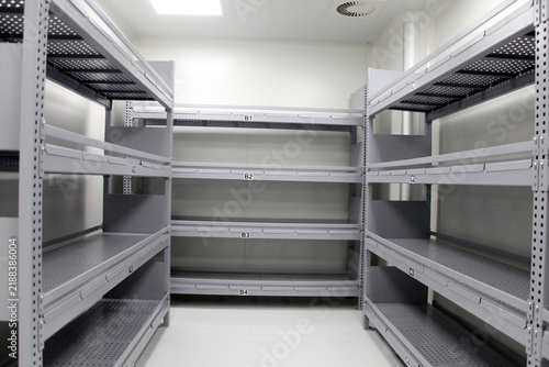 An empty cold storage unit used for preserving cold storage products.