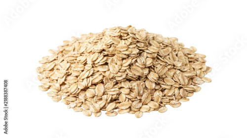 Pile of rolled oats isolated on white background