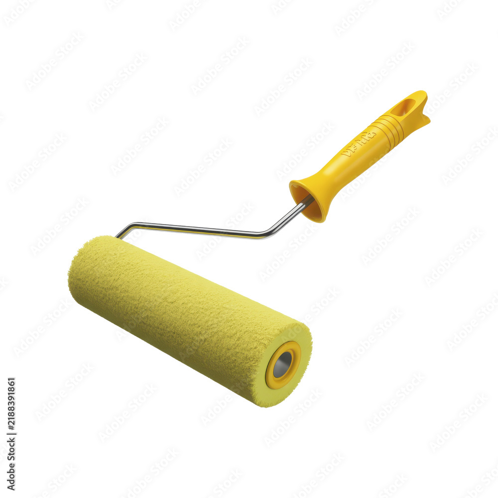 Fototapeta premium Yellow foam roller with wooden handle for exercise and stretching isolated on transparent background