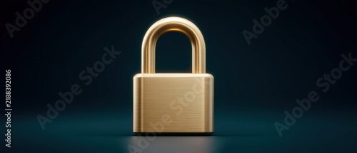 A detailed view of a shimmering golden padlock set against a dark backdrop representing security and protection perfect for themes surrounding safety locking systems and personal privacy