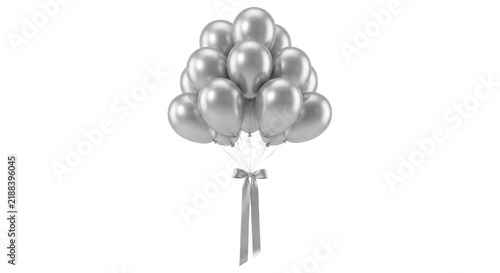 Elegant silver balloons tied with a satin ribbon for festive celebrations