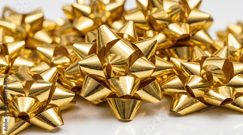 Pile of Golden Bows for Festive Decorations