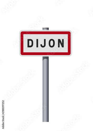 Panneau d'entrée de la ville de Dijon (Côte d'Or) en vectoriel