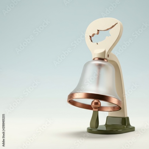 Ceremonial bell with polished copper clapper on sturdy base for events