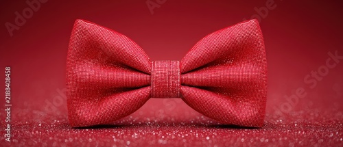 Sophisticated red bow tie displayed against a sparkling backdrop ideal for formal gatherings celebrations and stylish accessories enhancing the elegance of any attire or special event