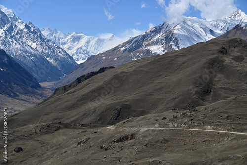 Mountain landscape with rocks and snow, Prielbrusye, Kabardino-Balkaria, Russia