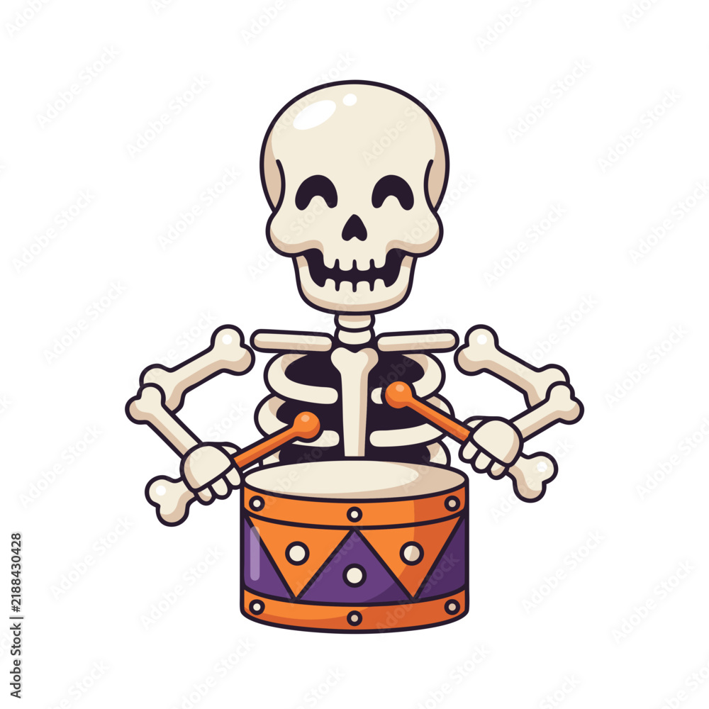 Obraz premium Skeleton Playing Drum for Halloween