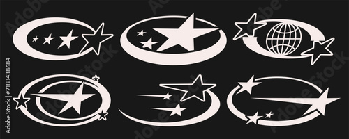 y2k cosmic star symbols vector streetwear design. vector star icon y2k design. simple urban streetwear icon design